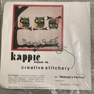 Kappie Originals Ltd. Creative Stitchery “Nobody’s Perfect” Kit. VTG